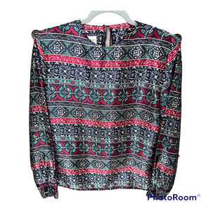 VINTAGE 90's Dina Ariel Women's Printed Long Sleeve Blouse Medium